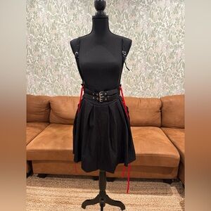 Gothic Black Jumper Skirt w/ Corset Lacing & Buckles